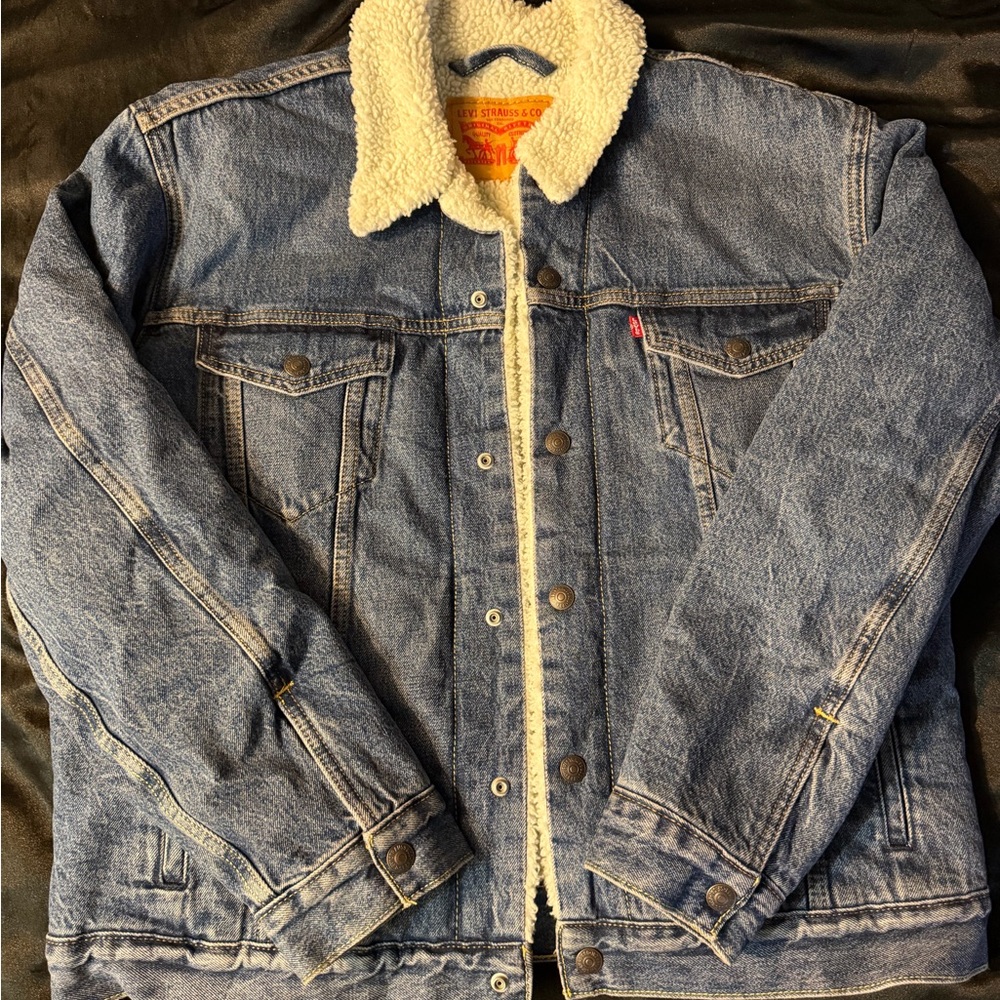 Levi's Blue Denim Jacket with Sherpa Collar